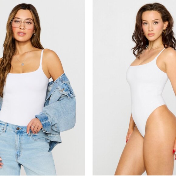Aerie Smoothez Thong Bodysuit L White Seamless Shaping Minimalistcore Everyday - Picture 1 of 13